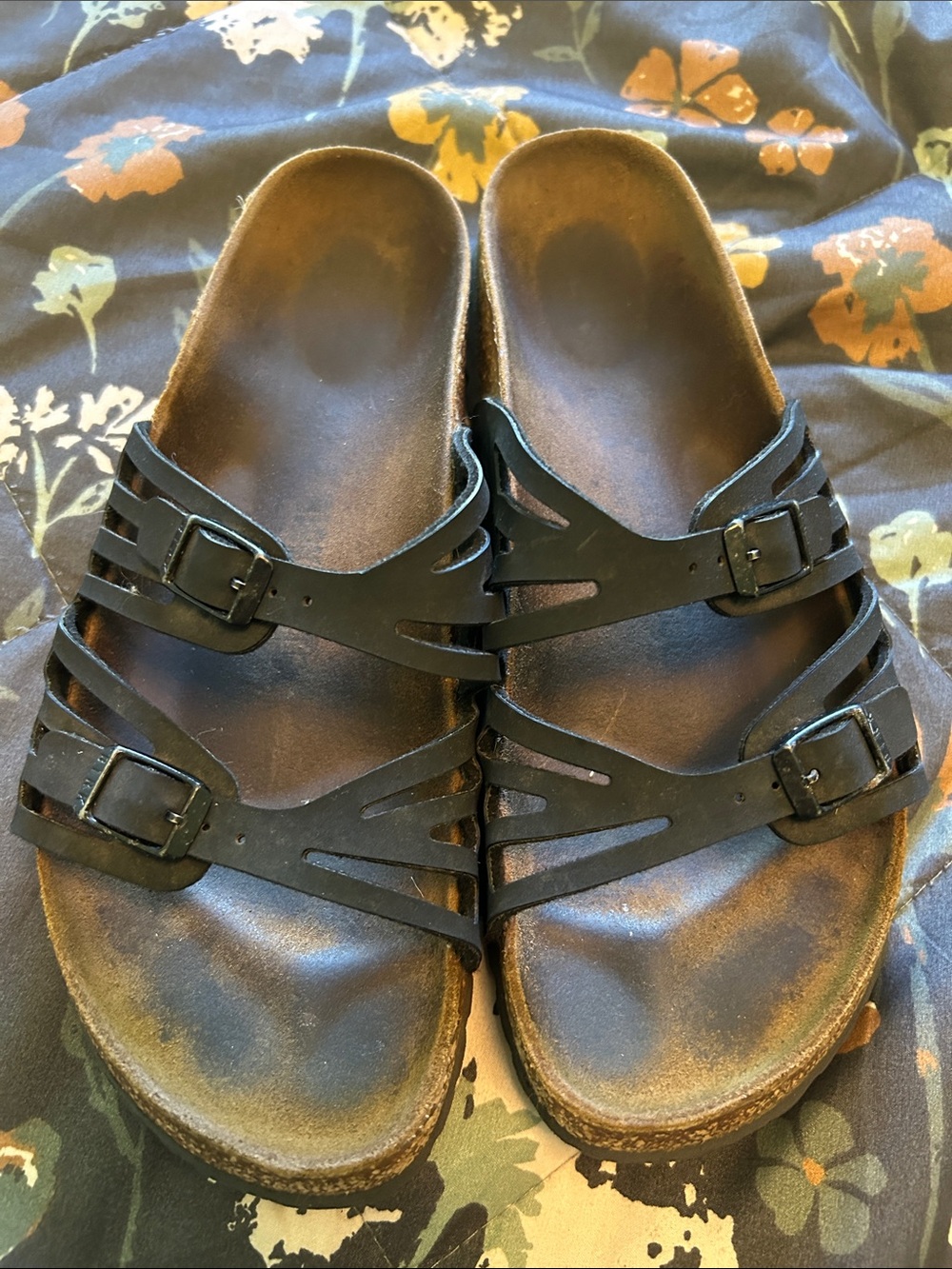Birkenstock Black Strappy Slide Sandals Sz 41 / 9